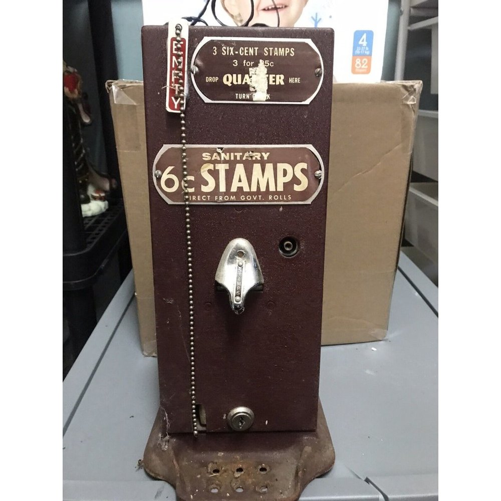Sanitary Stamps Six Cent Machine Empty No Key